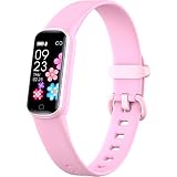 VOUR Slim Fitness Tracker mit Ersatzband für Kinder Mädchen Jungen Teens Alter 5-16, Herzfrequenzmesser, Aktivitätstracker, Schrittzähler, Zähleruhr, Wecker, Schrittzähler, Schlafmonitor (Rosa)