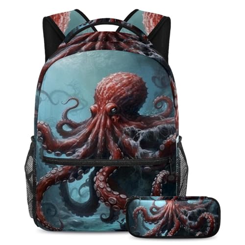 Ensemble de cartables pour enfants garçons et filles avec motif pieuvre marine