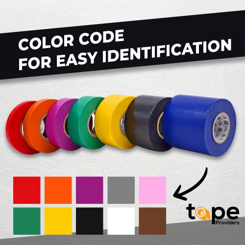 Wod Etc766 Professional Grade General Purpose Rainbow Electrical Tape Ul/Csa Listed Core. Vinyl Rubber Adhesive Electrical Tape: 3/4Inch X 66Ft. - Use At No More Than 600V & 176F (Pack Of 10) #TOP5