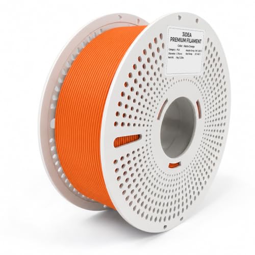 Image of 3IDEA PLA Matte 3D Printer Filament 1.75mm, Orange, 1KG with Reusable Spool, Dimensional Accuracy ±0.02mm, Premium Matte Finish, Smooth & Consistent Printing