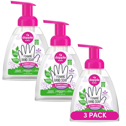Dapple Foaming Hand Soap, Gentle Hand Wash Baby Soap, Hypoallergenic for Sensitive Skin, Powered by Plants, Lavender, 13 Fl Oz (Pack of 3)