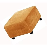 Copri Pouf In Velluto Elastico 60x60 Cm - Fodera Per Poggiapiedi, Blu Navy - Foto 4