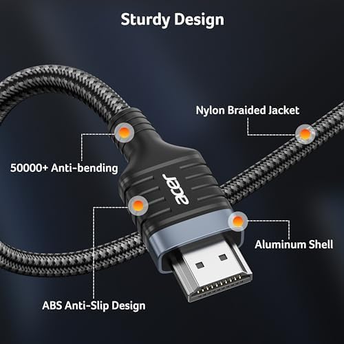 Acer HDMI 2.1 Cable 6.6FT (8K@60Hz,4K@120Hz) 48Gbps High-Speed Braided Cord - 5