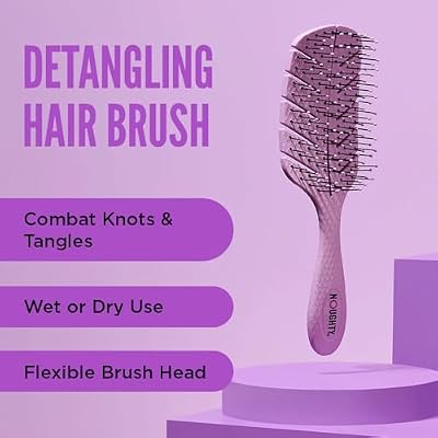 Noughty The Purple One Detangling Brush for Wet and Dry, Smooth and Tangle-Free Hair, Styling and Shower Brush for All Hairtypes, Eco-Friendly and Flexible for Daily Use
