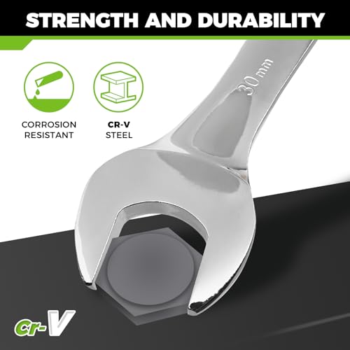 Image of Der Erwachte 5Pc Metric Wrench Set, Large wrench set | 23mm,24mm,26mm,27mm,30mm, long big open end combination wrenches, roll-up storage pouch