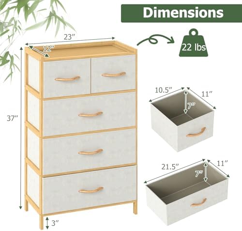 loko bamboo dresser with 5 drawers in bedroom setting