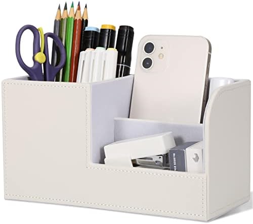 GORESE Pen Holder Desk - Office Pencil Holder Organiser Desktop Desk Accessories Office Supplies Organization Decor (White)