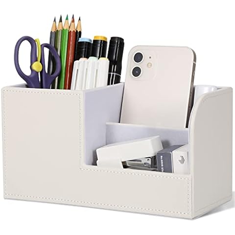 GORESE White Pen Holder Desk Organiser Cover