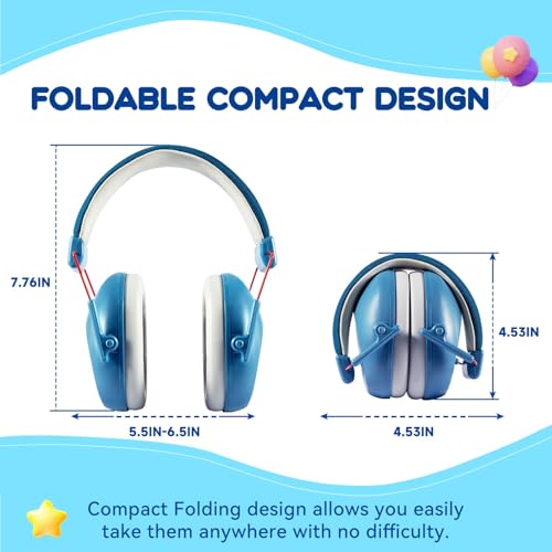 Dison Noise Cancelling Headphones for Kids, Kids Ear Protection NRR 26dB Noise Reduction Ear Muffs for Concerts, Fireworks, Shooting Blue by Dison - Used condition - Image 2