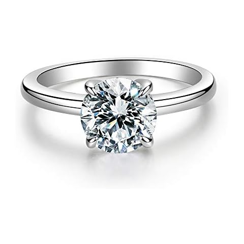 BeFab Plain Silver Round-Cut Solitaire Engagement Ring 1.67 Ctw Cz Promise Wedding Anniversary Valentine’s Day silver Cover