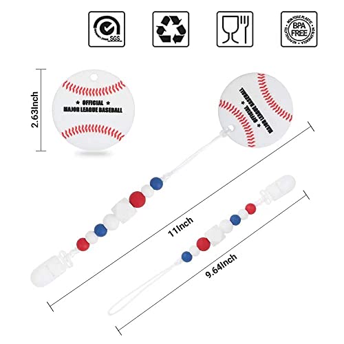 Baby Teether Toys - Bpa Free - Effectively Relieve Teething Pain For Infant - Silicone Teether Toys With Beads Pacifier Clip Holder-Freezer Safe Teething Egg For Boy And Girl (Baseball) #TOP2