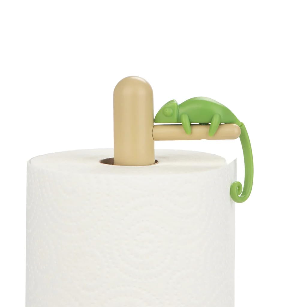 Balvi Soporte Papel Cocina Chamy Diseño de camaleón Verde, cuya Cola sujeta el Final del Papel Metal