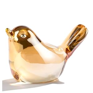 Ornalrist Crystal Gold Birds Figurines Home Decor, Glass Art Birds Collectible Figurines Paperweights Crystal Decor Gifts for Women Mom Friends (Gold)
