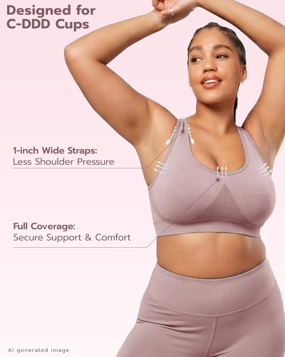 Image of FITTIN Adjustable Sports Bra for Large-Bust: Adjust Support for Workout | No More Settling Dial in Your Perfect Fit Full Coverage No Spillage for Gym & Yoga - for C-DDD Cup Plus Size Large Bust Women