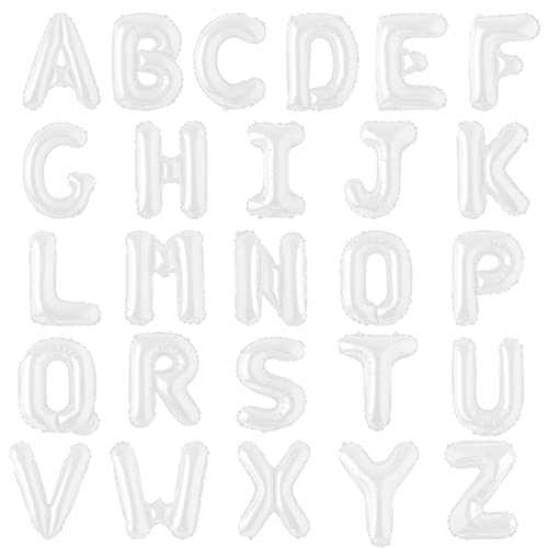 Letter Balloons 16 Inch Mylar Foil Alphabet Letter A-Z Balloons Set for Wedding Birthday Party Decoration Banner Custom Phrase 26 Pieces(white)