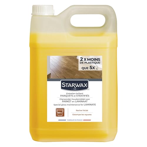 STARWAX - Entretien Brillant pour Parquets et Sols Stratifiés - Nettoie et Ravive la Brillance - Non Glissant - Sans Rinçage - Fabriqué en France - 5L -...