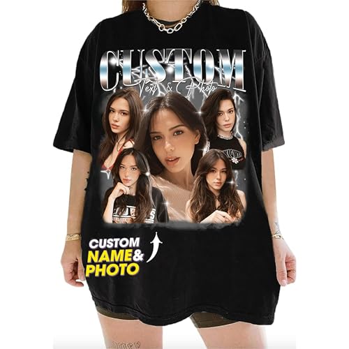 NAZENTI Custom Your Own Bootleg Shirts, Girlfriend Shirt for Boyfriend, Custom Bootleg Rap Tee, Customized Shirt, Custom Photo Vintage T-Shirts, Boyfriend Gifts, Birthday Gifts, Custom Graphic Tees