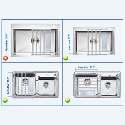 Cosysilk Over The Sink Roll Up Dish Drying Rack Dish Drainer For Kitchen Sink, Foldable Stanless Steel Roll Up Sink Dish Drying Rack With Utensil Holder For Sliverware Size 17.0" X 13.0" (Gray) #TOP6