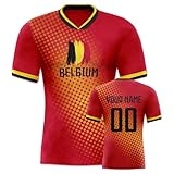 Belgium Fußball Trikot Personalisiertes Trainings Trikot Personalisierte Sport Trikots Name Nummer für Männer Frauen Jugend