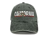Horpe California Republic Baseball Cap, Cali Bear Gifts with Letter for Men and Women, Adjustable Embroidered Washed Army Green Hat for City Lover