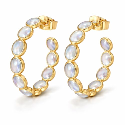 Créoles pierre de lune boucles d'oreilles artisanales pour vos soirées chic
