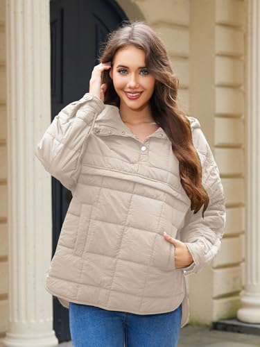 Womens's Lightweight Down Coat Long Sleeve Button Quilted Pullover Puffer Jacket Packable Hooded Winter Coat2