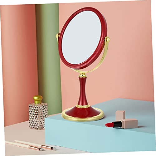 Espejo de maquillaje doble cara giratorio para mesa miniatura 2