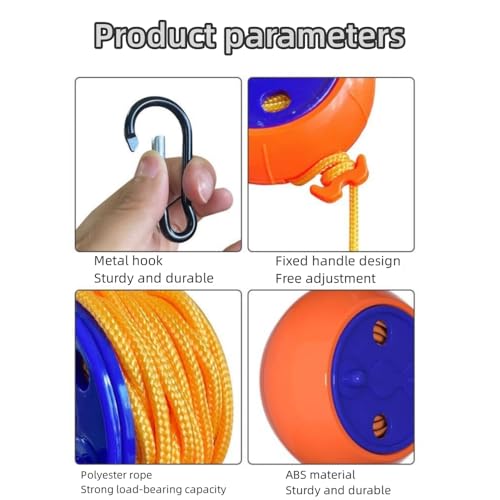 Image of Portable Travel Clothesline Cord, Adjustable 10 M Elastic Camping Clothes line, Laundry Drying Rope for Hotel Trip,Camping,Backyard,Outdoor /Indoor， Adjustable Retractable Line