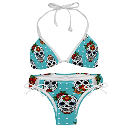 Ensemble bikini crânes en sucre femme multicolore maillot deux pièces XXL