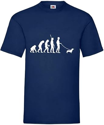 Evolution Dackel Maglietta Uomo Bianca Con Stampa - Taglia XL - Design Originale Bassotto