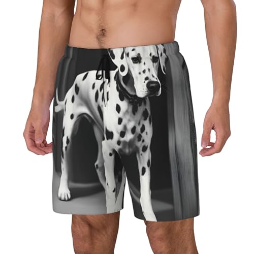 Dalmatian Swim Shorts Trunks for Men, 2 in 1 Quick Dry Compression Liner Bathing Suit with Pockets2