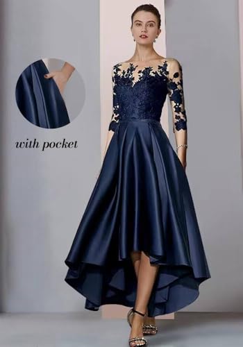 Mother of the Bride Dress with Pockets and Lace Appliques