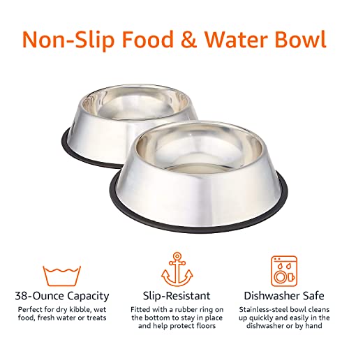 Amazon Basics Stainless Steel Pet Dog Water And Food Bowl, Set Of 2 (11 X 3 Inches) #TOP1