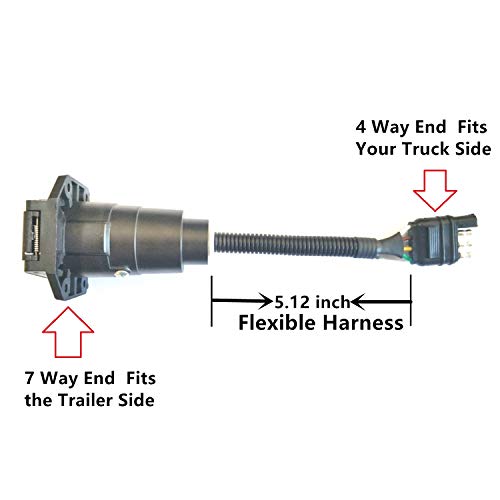 Super Repairman 7 Way Round Trailer Connector To 4 Way Flat Truck Reverse Plug With Mounting Bracket #TOP3
