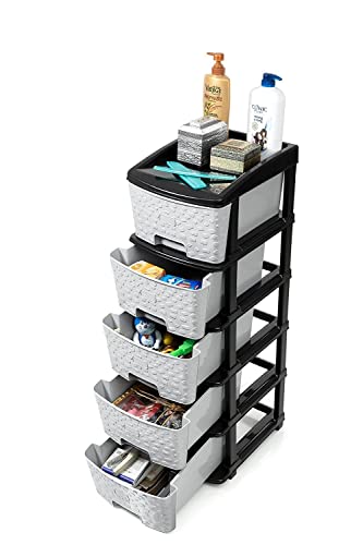 Image of Sweese 5-XL Drawer Multipurpose Drawer Plastic Modular Chest Storage Organizer Home, Office, Parlor, School, Doctors, Home and Kids(Dimension-30cmx38cmx97.30cm) (5XL)