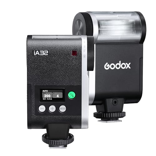 Godox iA32 iFlash Camera Flash Mini Speedlite GN15 A/M Mode with S1/S2 Optial Trigger Tiltable Flash Head for Fuji,Canon,Nikon,Sony,Olympus,Panasonic Camera