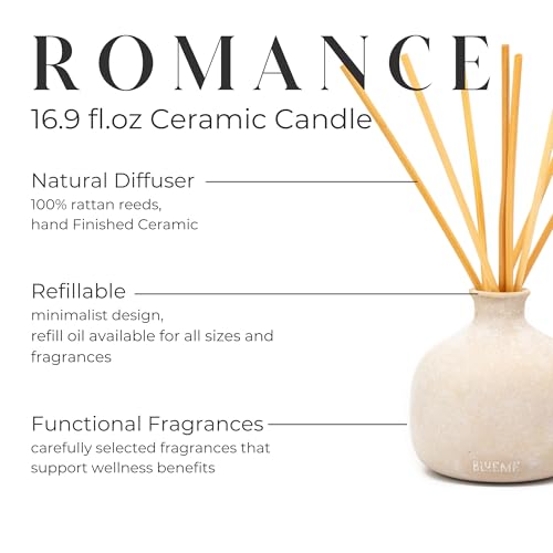 BLUEME-Bundle-Romance-Oakmoss-Sandalwood-1691-Fl-Oz-Wellness-Diffuser-Oil-Refill-Contains-Essential-Oil-Sustainable-Hand-Finished-Premium-Luxury-Ceramic-Natural-Rattan-Reeds BLUEME Bundle Romance Oakmoss Sandalwood 1691 Fl Oz Wellness Diffuser Oil Refill Contains Essential Oil Sustainable Hand Finished Premium Luxury Ceramic Natural Rattan Reeds