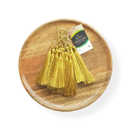Image of Zippy Flora Handmade Long Zari Tassels for DIY Crafts, Wall Hanging Decor & Creative Projects, Pack of 10, Golden Decorative Tassel Set for Home Decoration, Festive Styling & Gift Making