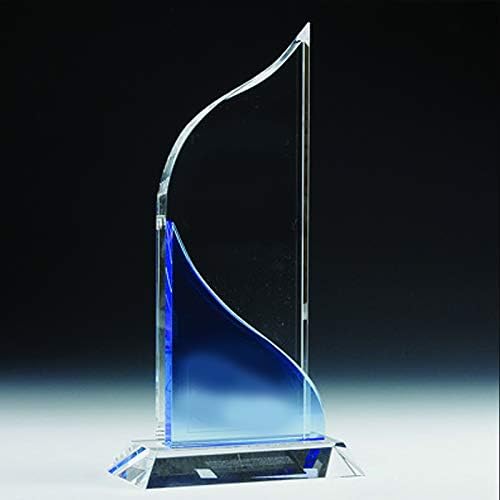 SHOP AWARDS AND GIFTS Customizable 10 Inch Height Optical Cut Crystal Double Flame Award, Includes Personalization