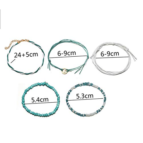 Yalice Boho Layered Turquoise Anklets Wave Rope Ankle Bracelet Beach Foot Chain For Women And Girls (Blue) #TOP4