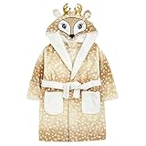 Minikidz Kids Kinder Unisex Rudolph Rentier Weihnachts Neuheit Bademantel mit Kapuze Bademantel UK, Braun