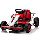 Go Kart, JORFLY 24V Ride On Drift Kart w/10Ah Large Battery, 2x150W Powerful Motor, EVA Tires, Drfiting/Sport Mode, Music, Max Load 110lbs, 8MPH Max(2 Speed Available)