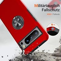 AOUIA für Google Pixel 8 Pro Hülle mit 360° Drehbarer Ring Ständer, Militärischer Stoßschutz Pixel 8 Pro Hülle Handyhülle für Google Pixel 8 pro, Rot – Ansicht 3