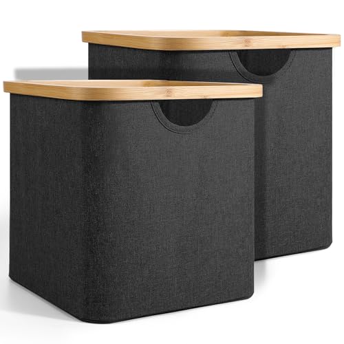 SXLZY Cube Storage Bin 12 Inch -2 Pack,Collapsible Cube Storage Organizer with Handles,Fabric Storage Bins for Cubes Storages,Square Baskets for Organizing,Storage Bins for Shelve