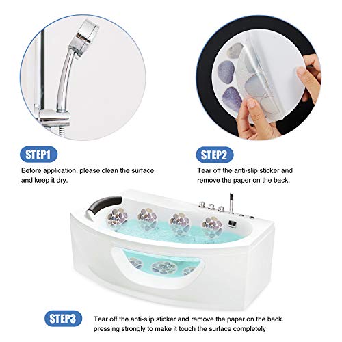 Secopad Non Slip Bathtub Stickers, 10 Pcs Large Cobblestone Adhesive Anti Slip Decal Threads For Shower And Bath Tub With Premium Scraper #TOP5
