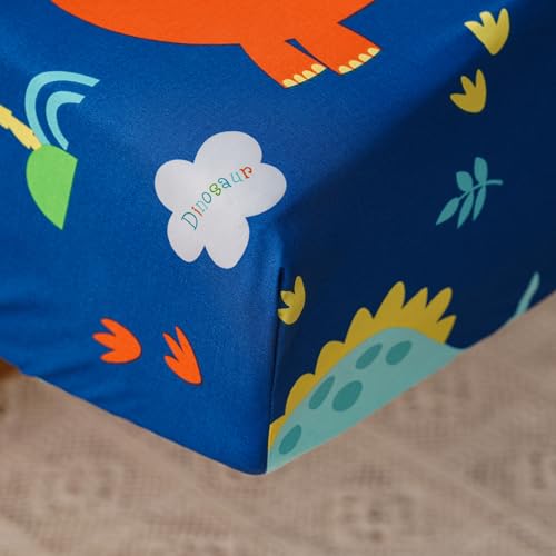 Image of Luxlovery Toddler Comforter Set Dinosaur Printed Boys Kids Boho Bedding Set Bed Set for Dorm 4 Pieces (1 Comforter, 1 Flat Sheet, 1 Fitted Sheet, 1 Pillowcase)