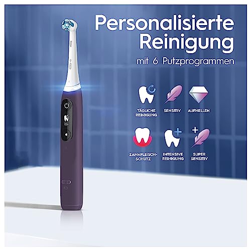 Oral-B iO Series 8 Elektrische Zahnbürste/Electric Toothbrush, 6 Putzmodi für Zahnpflege, Magnet-Technologie, Farbdisplay & Beauty-Tasche, Special Edition, Geschenk Mann/Frau, violet ametrine – Bild 5