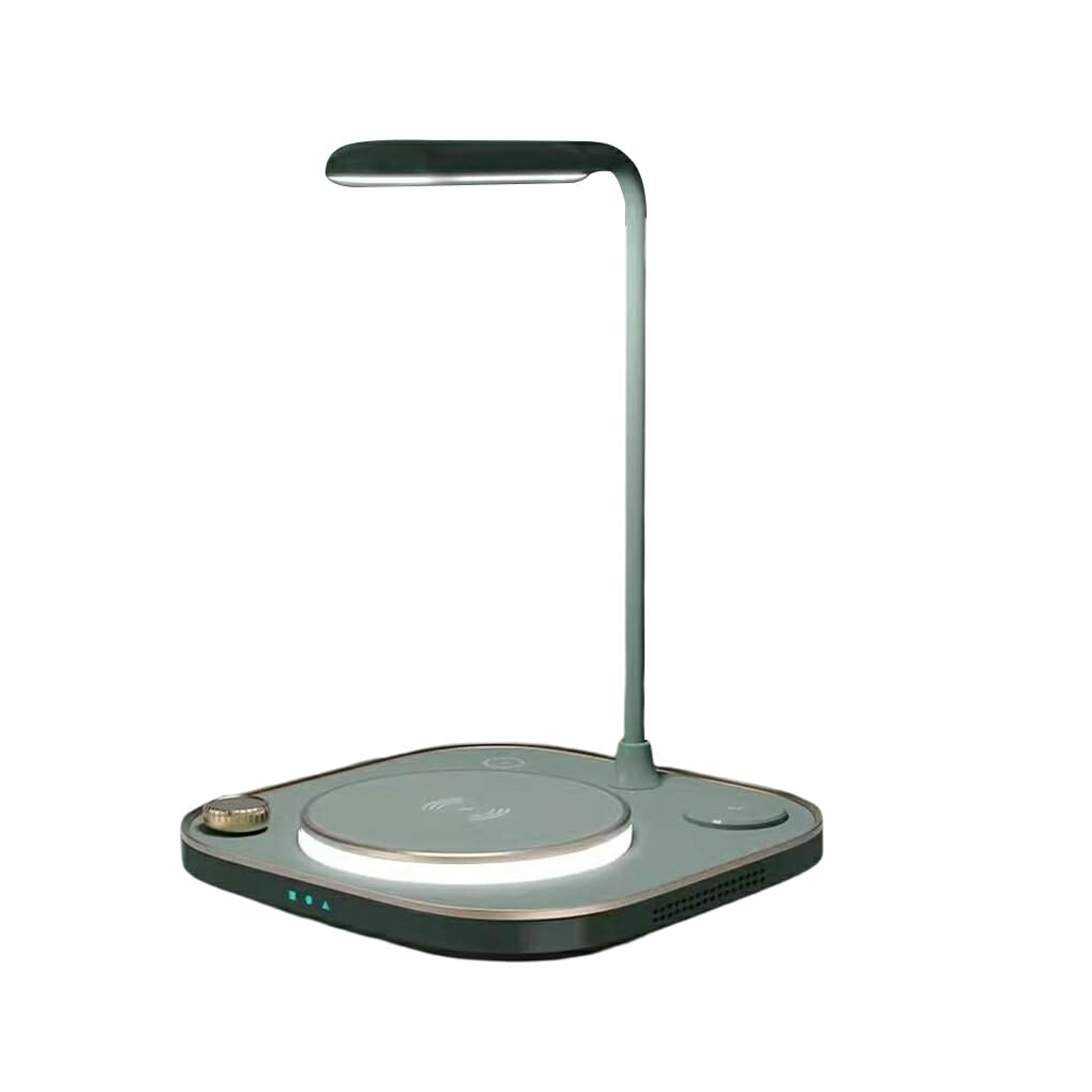 CLSSLVVBN Table Light Stepless Adjustable Dimmable Wireless Phone Watch Charger Desk Lamp Arm Nonslip Multifunctional Lighting, Light Green