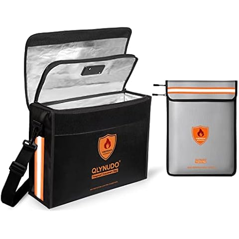 Fireproof Document Bag with Reflective Strips (Reinforced Fire Protection - Aluminum Foil Lining), Waterproof Important Document Holder with Zipper Cover