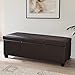 BELLEZE 48" Storage Ottoman Luxury Bedroom Upholstered Faux Leather Decor (Brown)